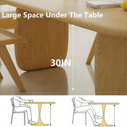 62"-78"Natural Wood Oval Dining Table, Cream Style with Sturdy Base for Dining Room