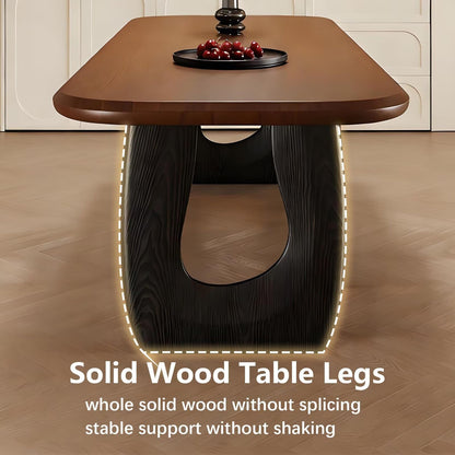 62"-78"Modern Farmhouse Wood Dining Table, Sturdy Base for Family Kitchen & Meals