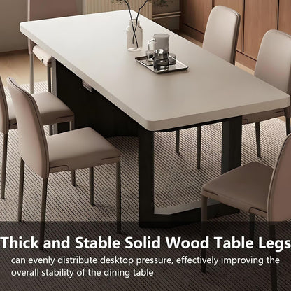 62"-78"Modern Minimalist Sintered Stone Dining Table with Black Metal Base for Kitchen