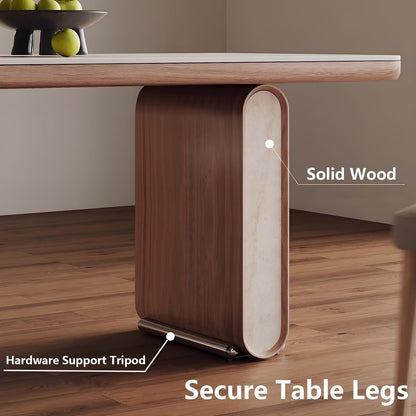 62"-70"Modern Walnut & Stone Top Dining Table, Rectangular Table for 6, Home & Kitchen