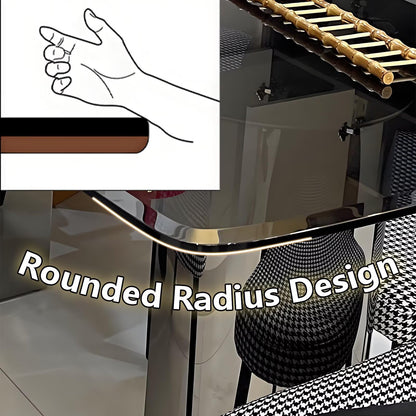 63"-79"Elegant Modern Dining Table, Rectangular Marble Top with Shiny Chrome Pedestal for Home