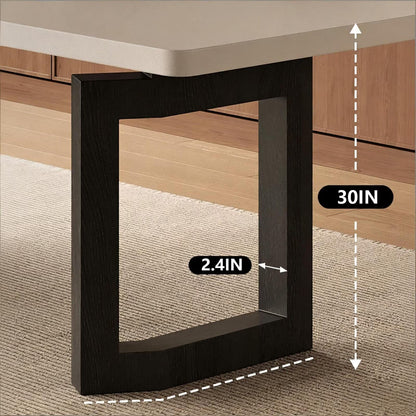 62"-78"Modern Minimalist Sintered Stone Dining Table with Black Metal Base for Kitchen