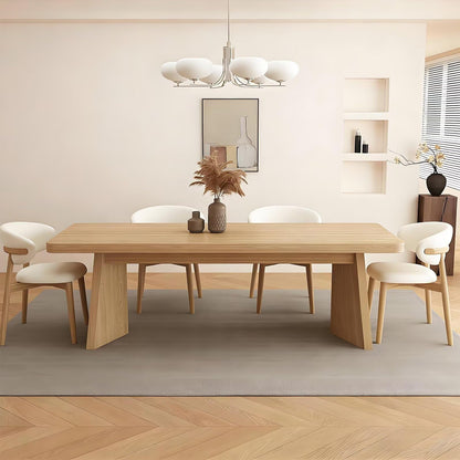 62“-78”Modern Light Wood Dining Table, Sturdy Base, for Home Dining Room & Restaurant Use