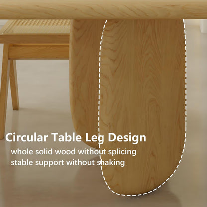 62"-78"Natural Wood Oval Dining Table, Cream Style with Sturdy Base for Dining Room