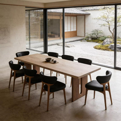 63"-79"Natural Stone Top Dining Table with Walnut Frame