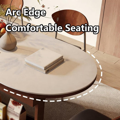 63"-71"Mid-Century Modern Oval Dining Table with Side Storage, Wooden Kitchen Table for 4 People