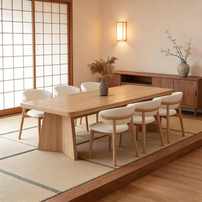 62“-78”Modern Light Wood Dining Table, Sturdy Base, for Home Dining Room & Restaurant Use