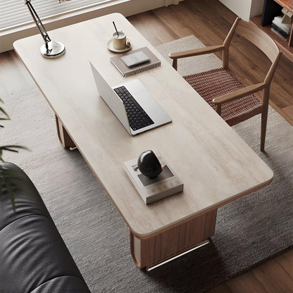 62"-70"Modern Walnut & Stone Top Dining Table, Rectangular Table for 6, Home & Kitchen