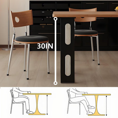 63"-79"Retro Dining Table, Solid Wood Top with Black Metal Legs for Mid-Century Kitchen