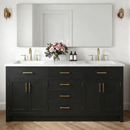64"-96"Modern Farmhouse Bathroom Vanity Set with Large LED Mirror & Ample Storage