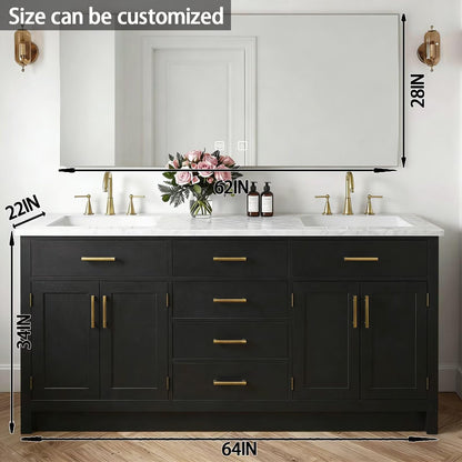 64"-96"Modern Farmhouse Bathroom Vanity Set with Large LED Mirror & Ample Storage
