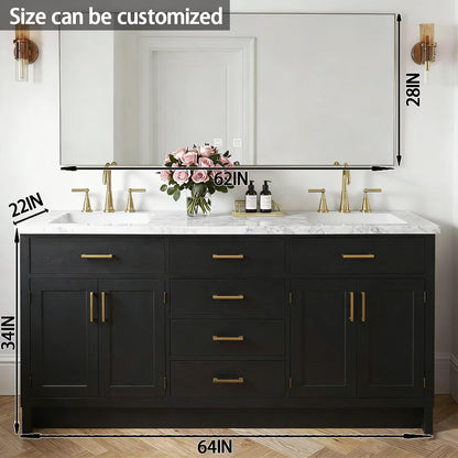 64"-92"Modern Bathroom Vanity Set with Storage Drawers & Large LED Smart Mirror