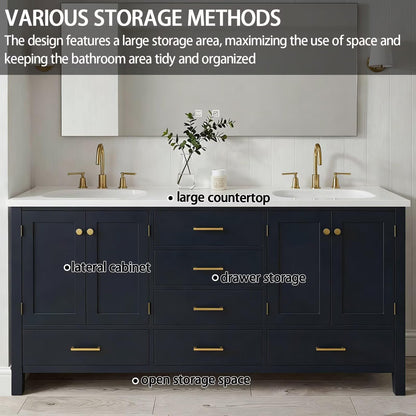 64"-92"Modern Farmhouse Bathroom Vanity Set with Large Mirror & Ample Storage Drawers