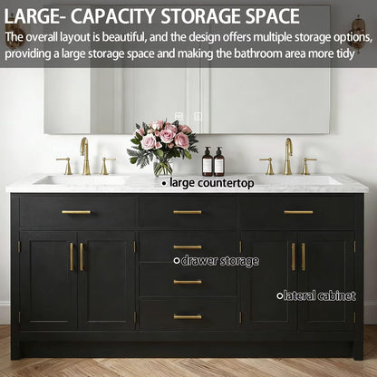 64"-96"Modern Farmhouse Bathroom Vanity Set with Large LED Mirror & Ample Storage