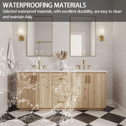 64"-92"Modern Farmhouse Bathroom Vanity Set with Gold Hardware & LED Smart Mirrors