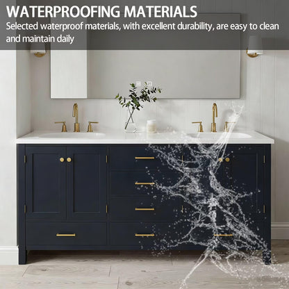 64"-92"Modern Farmhouse Bathroom Vanity Set with Large Mirror & Ample Storage Drawers