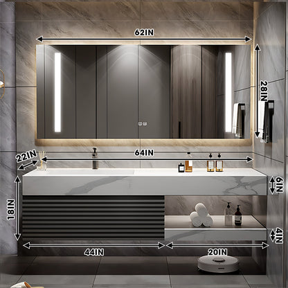 40"- 72" Floating Bathroom Vanity Set with Illuminated Mirror and Sink
