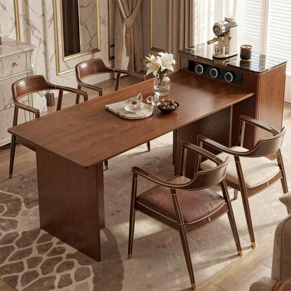 60"-79"Modern Walnut Kitchen Island Combo with Dining Table & Marble Countertop