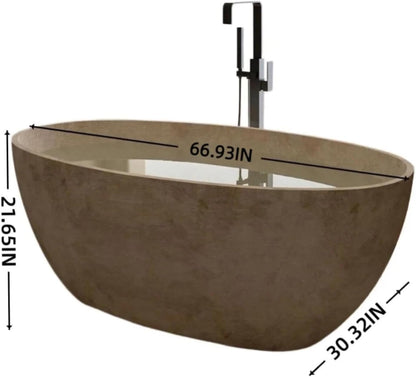 59''-67'' Freestanding Bathtubs with Natural Beige Finish & Oval Silhouette