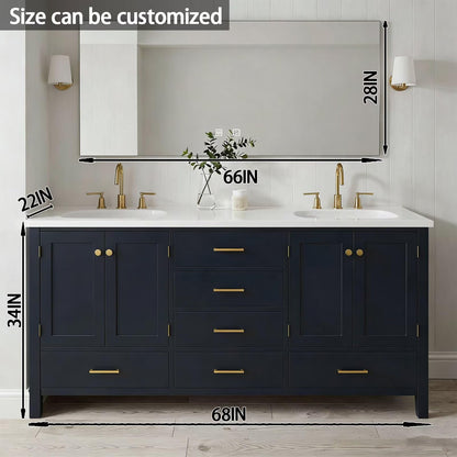 64"-92"Modern Farmhouse Bathroom Vanity Set with Large Mirror & Ample Storage Drawers