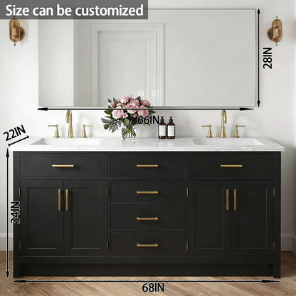 64"-96"Modern Farmhouse Bathroom Vanity Set with Large LED Mirror & Ample Storage