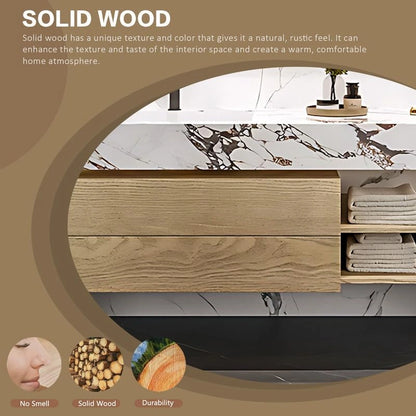 40” - 64” Luxurious Bathroom Vanity with Unique Patterned Slate Countertop