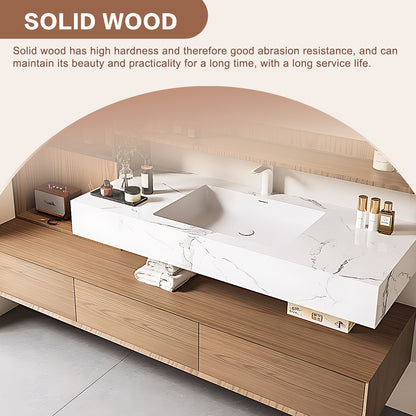 56"-72" Solid wood bath vanity multi drawers big smart mirror