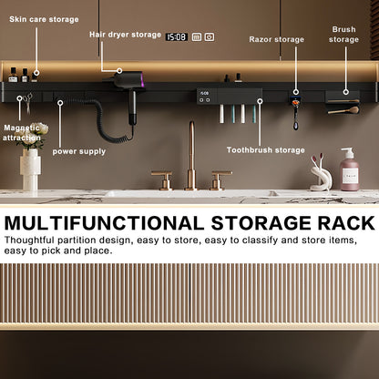 36"- 64" Wall Mounted Single Bathroom Vanity Set with Smart Led Mirror Cabinet and Ceramic Basin