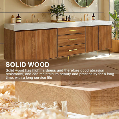 68” - 96” Retro Log Bathroom Vanity Includes Symmetrical Cabinet