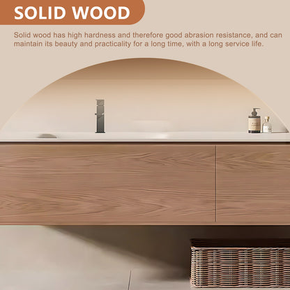 40"-72" Bath vanity solid wood rock slab one-piece basin and double basin