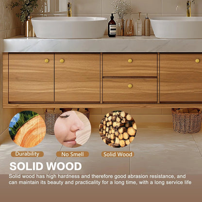 68” - 88” Retro Log Bathroom Vanities Include Above Counter Sink & Irregular Mirror