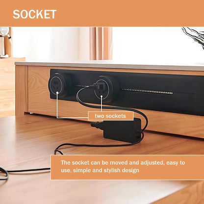 64” Rustic Log Kitchen Island with Storage Includes Slide Rail Socket