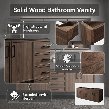 52‘’-110‘’ Luxurious Bathroom Vanity with Double Sinks Includes Wide Frame