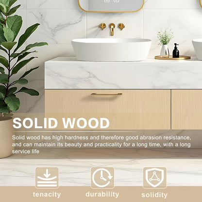60” - 84” Elegant Exquisite Bathroom Vanity Includes Beige Symmetrical Cabinets