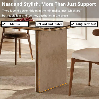 75” Luxury Modern Kitchen Island with Marble & Wood Material (No Chair)
