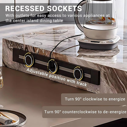 85” - 101” Unique Exquisite Kitchen Island with Scalable Desktop & Flexible Socket (No Chair)