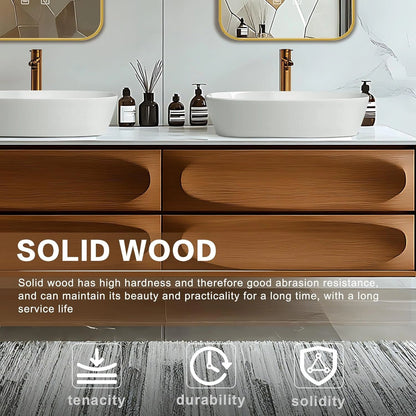 60” - 78” Modern Art Bathroom Vanity Includes Unique Surface Design & Hidden Handle