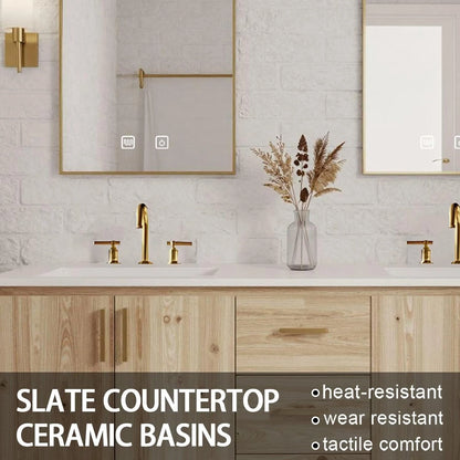 64” - 92” Floor-Standing Bathroom Vanity with Dual Smart Anti Fog Mirror