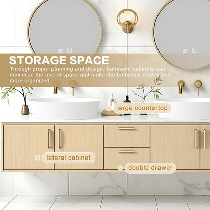 60” - 84” Log Modern Bathroom Vanity Includes Log Cabinet & Drawer Combination Cabinet