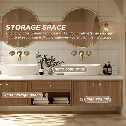 60” - 96” Brown Bathroom Vanity with Well-Organized Storage Space