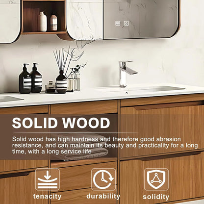60” - 78” Modern Bathroom Vanity Includes Symmetrical Drawer & Square Mirror