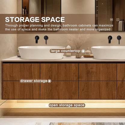 60” - 78” Luxury Bathroom Vanity Includes Two Mirrors & Above Counter Sink