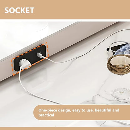 67” - 95” White Kitchen Island Includes Patterned Table Top & Classified Storage Space (No Chair)