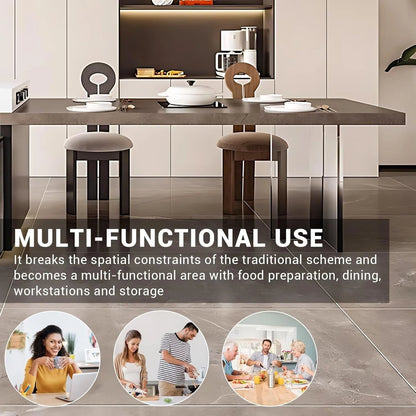 92” - 100” Movable Kitchen Island Includes Open Storage Cabinet & Gradient Table Legs (No Chair)