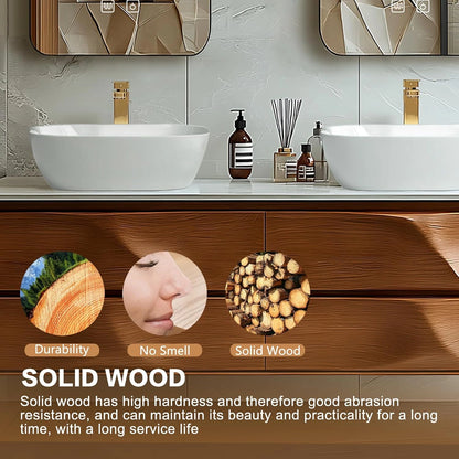 60” - 78” Modern Fashion Bathroom Vanity Includes Wave Texture Design & Thoughtful Details