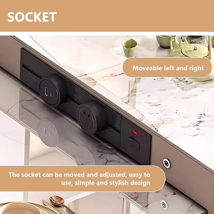 80.71” Light Luxury Kitchen Island Includes Open Shelf Design (No Chair)