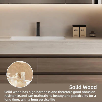 40” - 64” Modern Floating Bathroom Vanity Include Ceramic Basin & Defog Mirror Cabinet