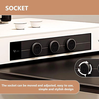 75” - 83” Black Modern Kitchen Island Includes Round Table Design & Ambient Light (No Chair)