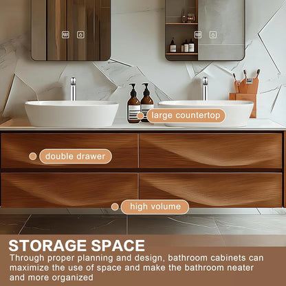 60” - 78” Modern Art Bathroom Vanity with Wave Texture Design