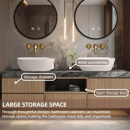 60” – 96” Luxury Textured Bathroom Vanity Includes Above Counter Sinks